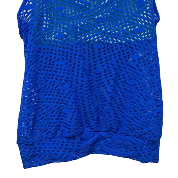 NWT GO by Gossip Sporty Splice Tankini Small Swimsuit Top Sports Bra Blue Lime - Picture 5 of 16